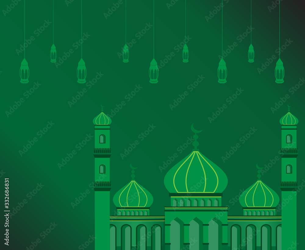 ramadhan mosque kareem Green background03.