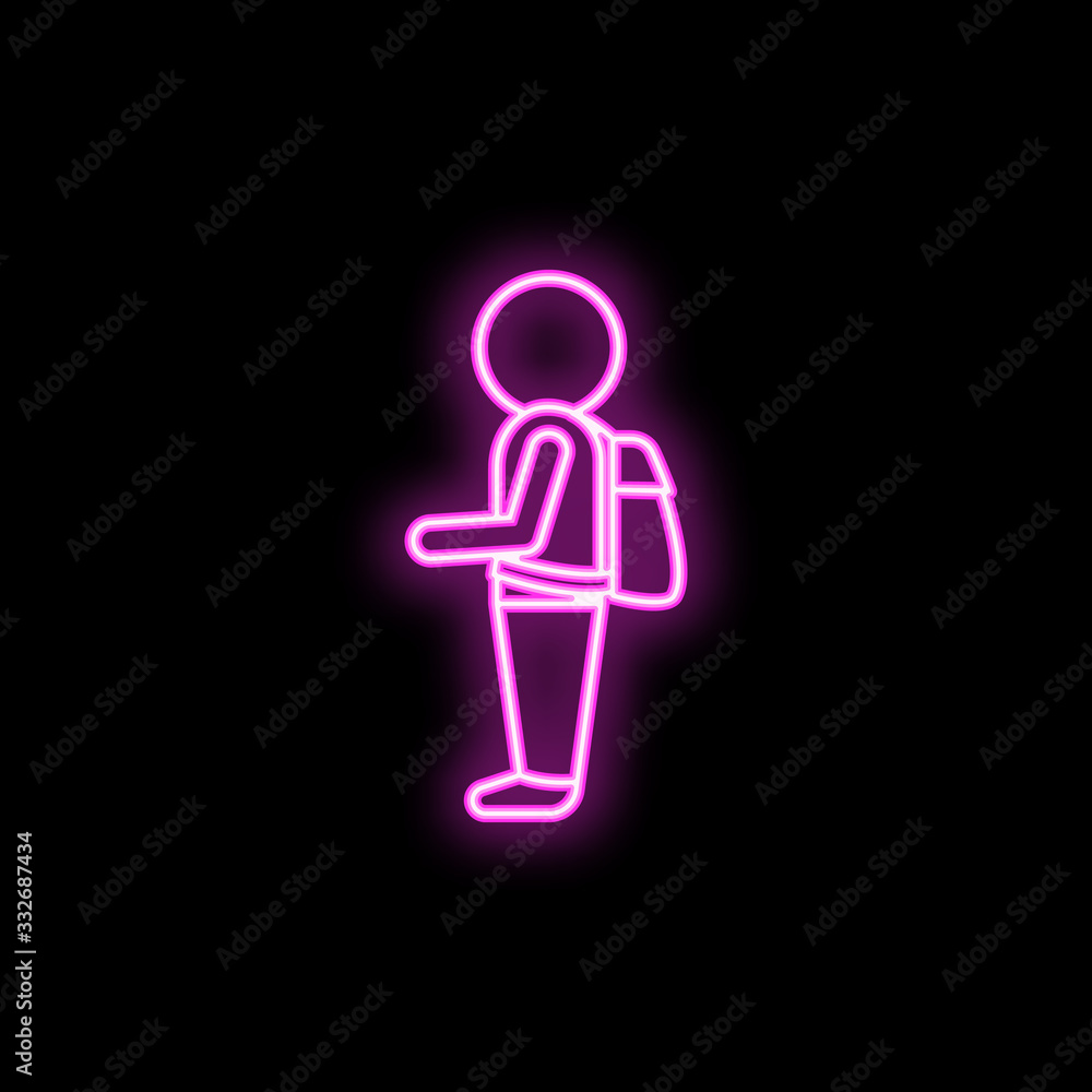Schoolboy neon icon. Simple thin line, outline vector of school icons for ui and ux, website or mobile application Schoolboy neon icon. Simple thin line, outline vector of school icons for ui and ux, website or mobile application