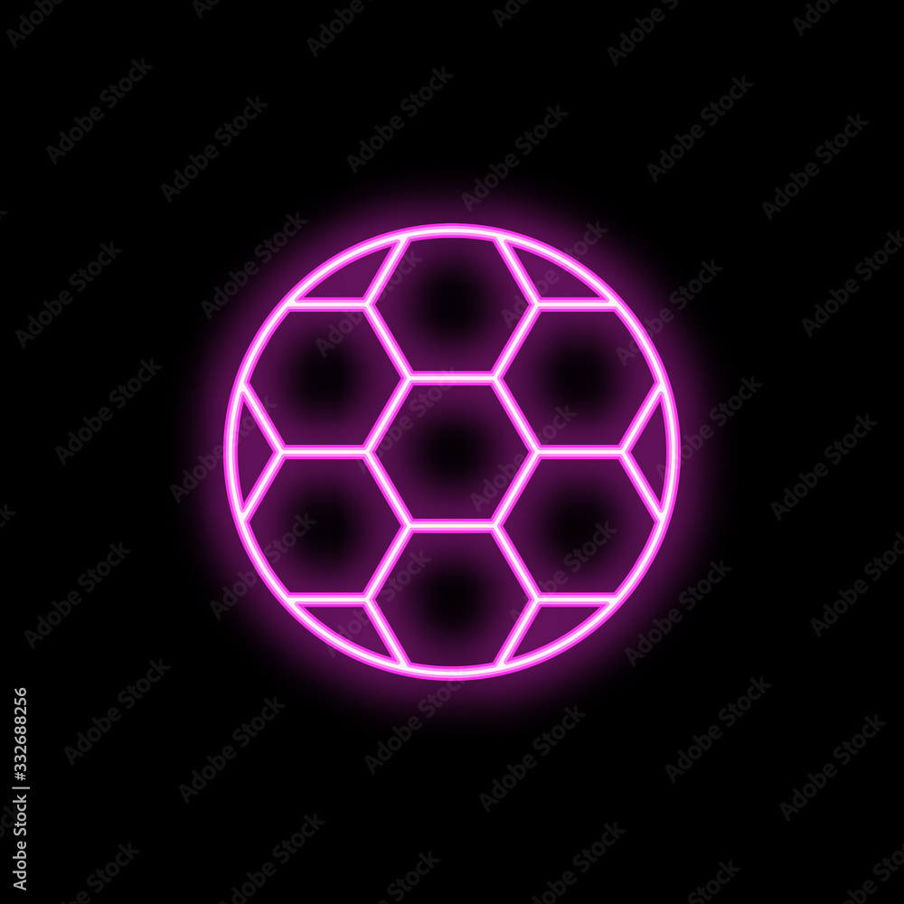 Soccer ball neon icon. Simple thin line, outline vector of school icons for ui and ux, website or mobile application