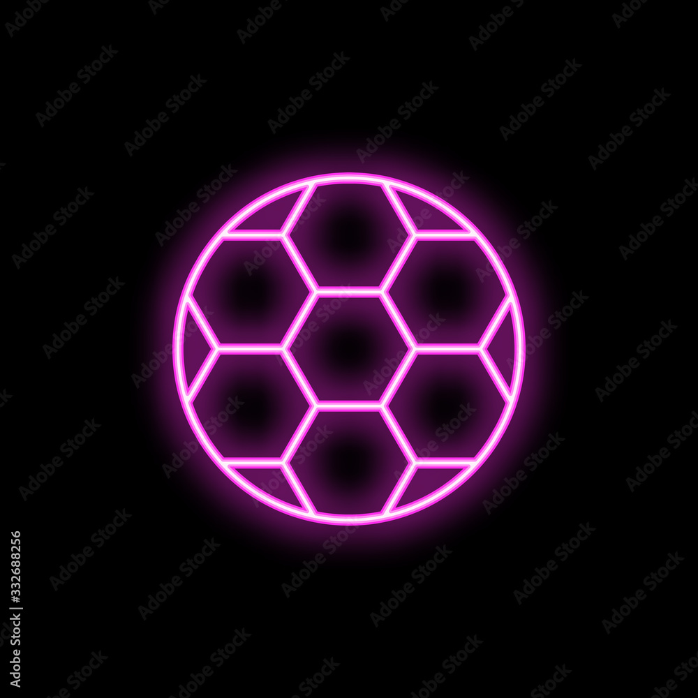 Fototapeta premium Soccer ball neon icon. Simple thin line, outline vector of school icons for ui and ux, website or mobile application