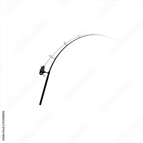 carp fishing. Vector images of fishing rod on white background