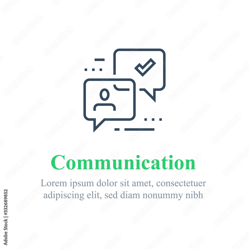 Communication concept, online support, chat bot, public relations, questionnaire or survey, opinion poll