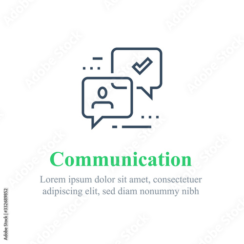 Communication concept, online support, chat bot, public relations, questionnaire or survey, opinion poll