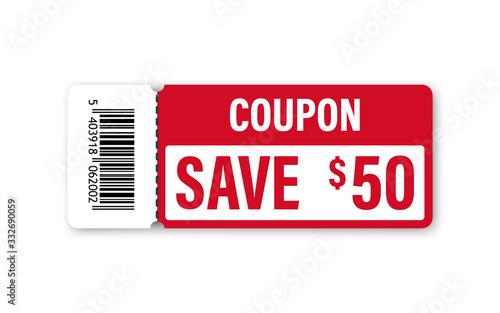 Set of Template Coupon. Gift Coupon element template, graphics design. Voucher promo code. Shopping, marketing, food and drink, business. Vector illustration.