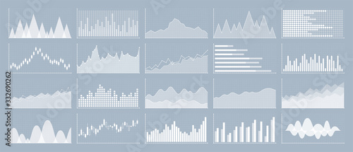 Graphs and charts templates. Big set business infographics. Statistic and data, information, economy. Financial chart. Vector illustration.