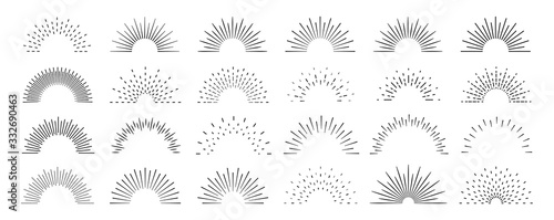Sunburst set. Big collection sunburst best quality. Star, firework explosion, logo, emblem, tag. Web banner. Vector Illustration.