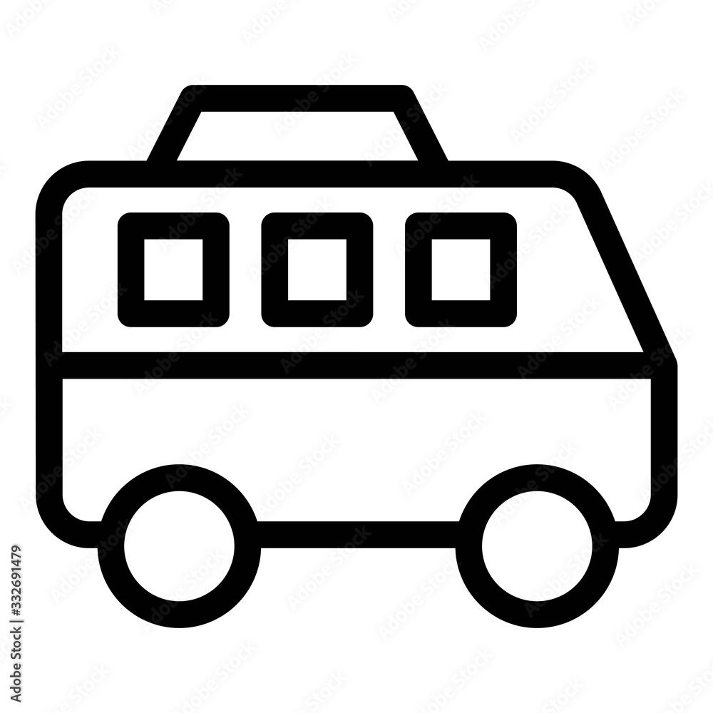 Minivan icon in line style. Public transport with mini bus symbol. Minivan icon in line style. Public transport with mini bus symbol.