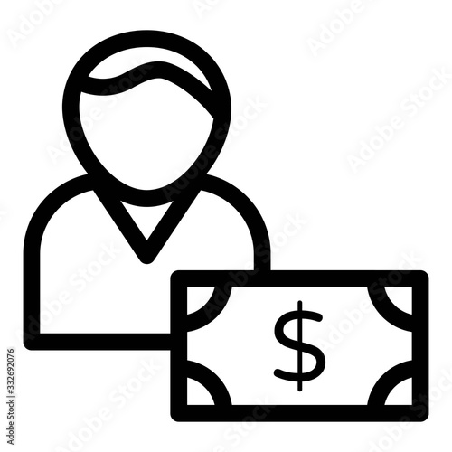 Businessman with dollar sign icon illustration.