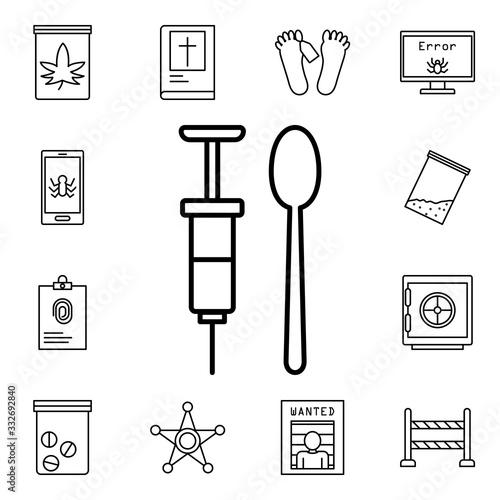 Syringe for heroin icon. Detailed set of crime investigation icons. Premium quality graphic design. One of the collection icons for websites, web design, mobile app