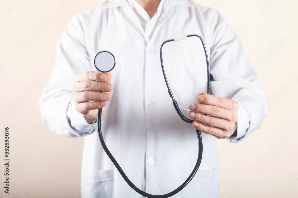 Doctor with a stethoscope in the hands Doctor with a stethoscope in the hands