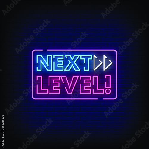 Next Level Neon Signs Style Text Vector