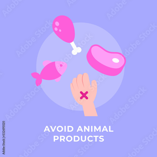 Avoid animal products. MEat Illustration. Coronavirus COVID-19 Vector Illustration. EPS 10