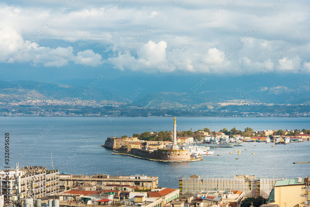 MESSINA, ITALY - January 20, 2019: Seascapes and Buildings in Messina, Italy