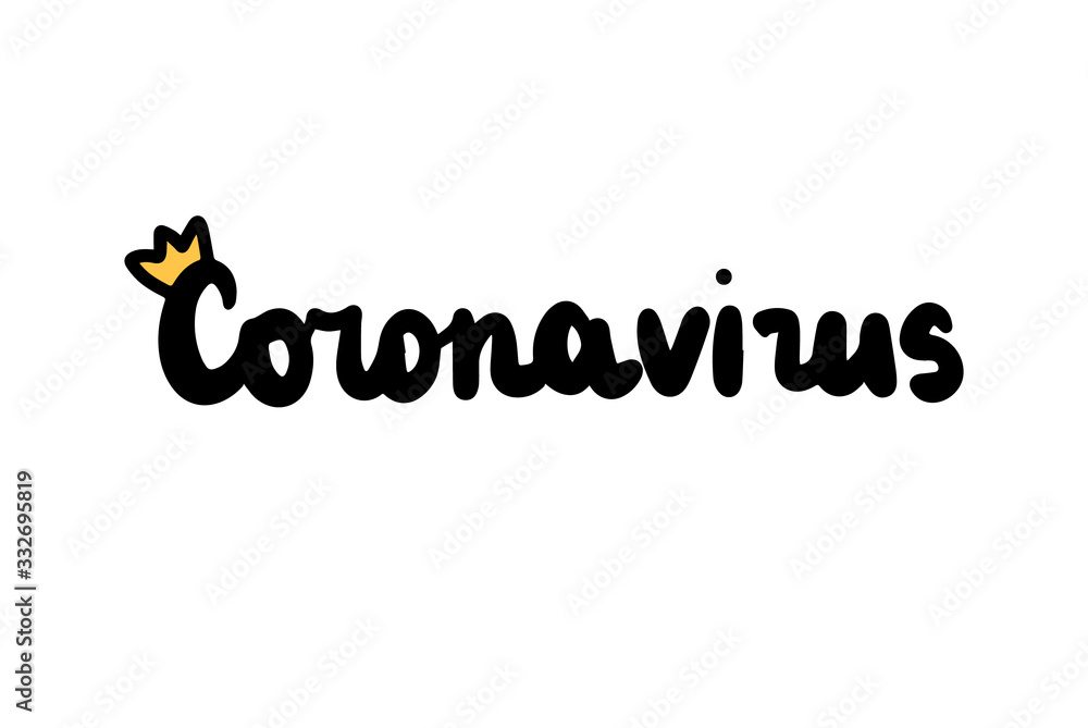 Naklejka premium Coronavirus covid-19 hand drawn vector illustration lettering in cartoon comic style infection
