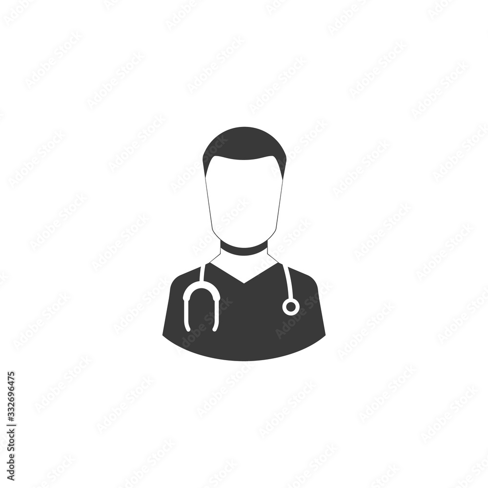 male doctor with stethoscope around his neck. vector medical symbol