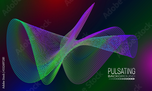 Pulsating futuristic background design with colourful dots and lines structure. Abstract cyberspace background for banner, flyer or poster.