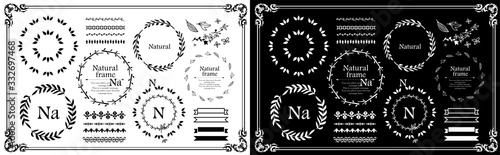 植物モチーフのフレーム&リボンセット