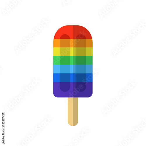 rainbow ice cream icon, vector illustration