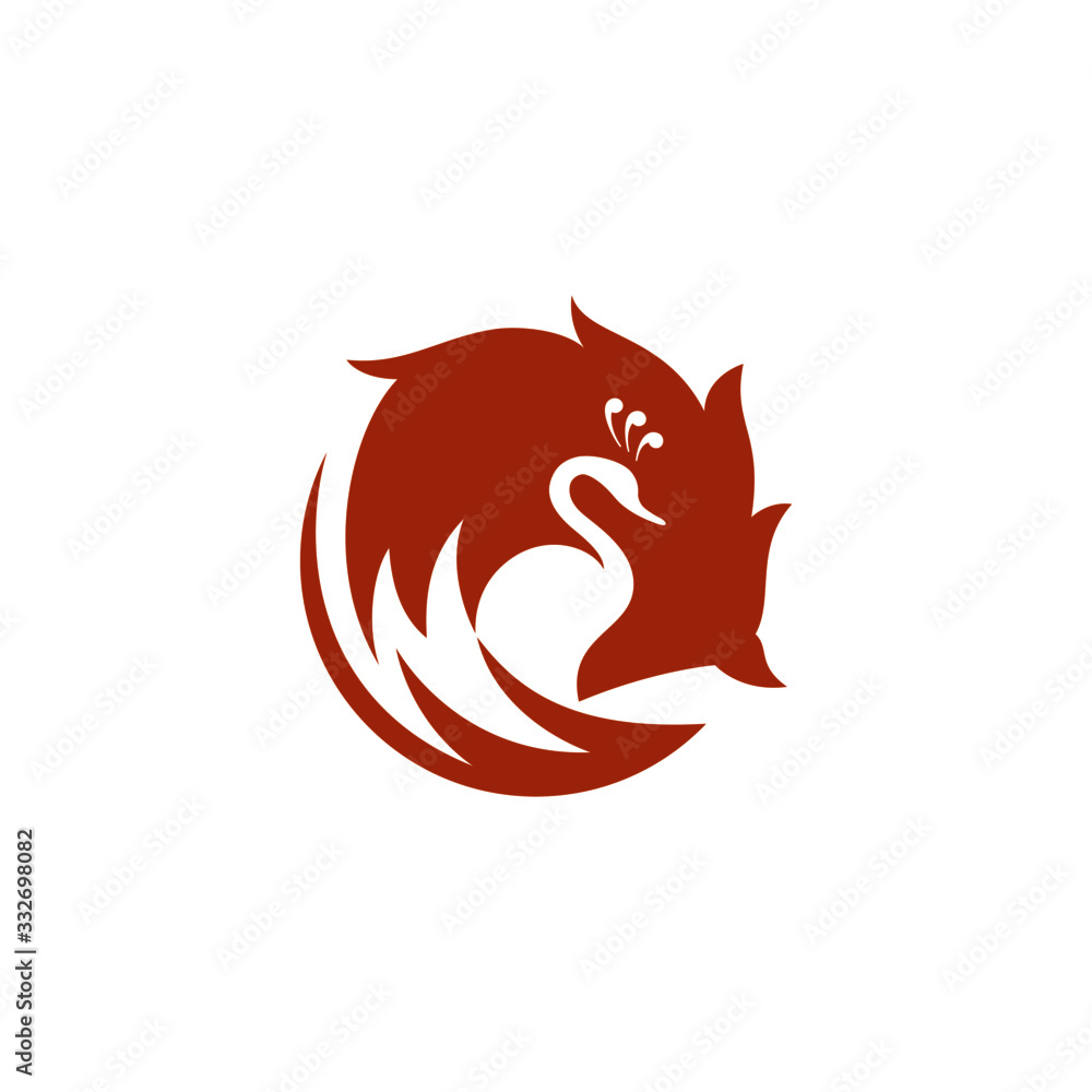 Fox with peacock logo negative space style Fox with peacock logo negative space style