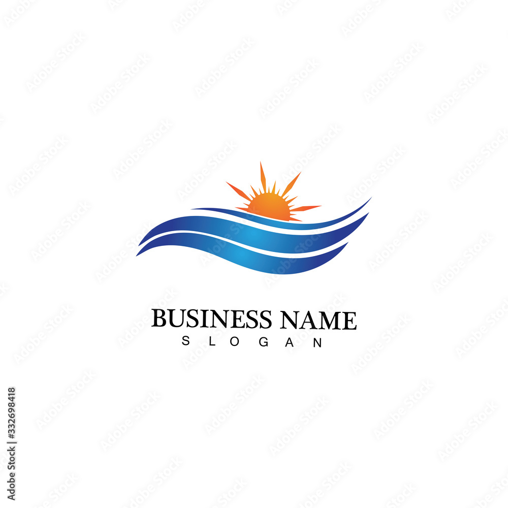 Water wave and sun icon vector illustration design logo Water wave and sun icon vector illustration design logo