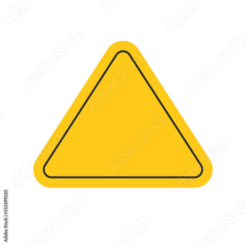 Danger or caution risk triangle road sign yellow color or warning hazard attention blank icon symbol vector flat cartoon pictogram isolated on white image
