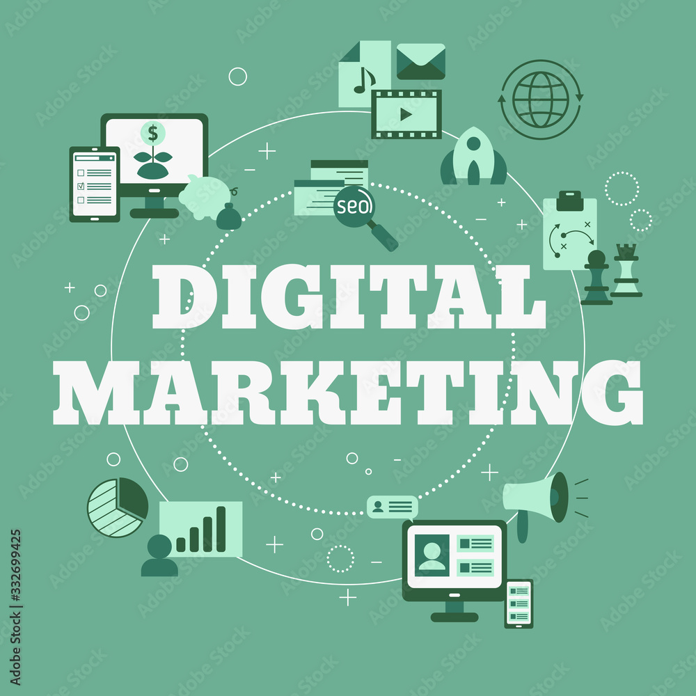Digital marketing and digital technologies concept