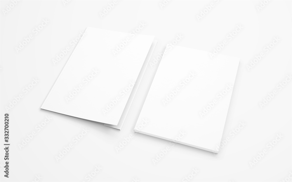 Blank white folder and letterhead isolated on white as template for design presentation Blank white folder and letterhead isolated on white as template for design presentation