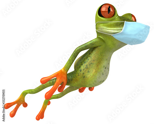 3D Illustration of a frog with a mask
