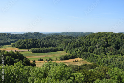 Splendid countryside overview in Europe during summer shot from a high point