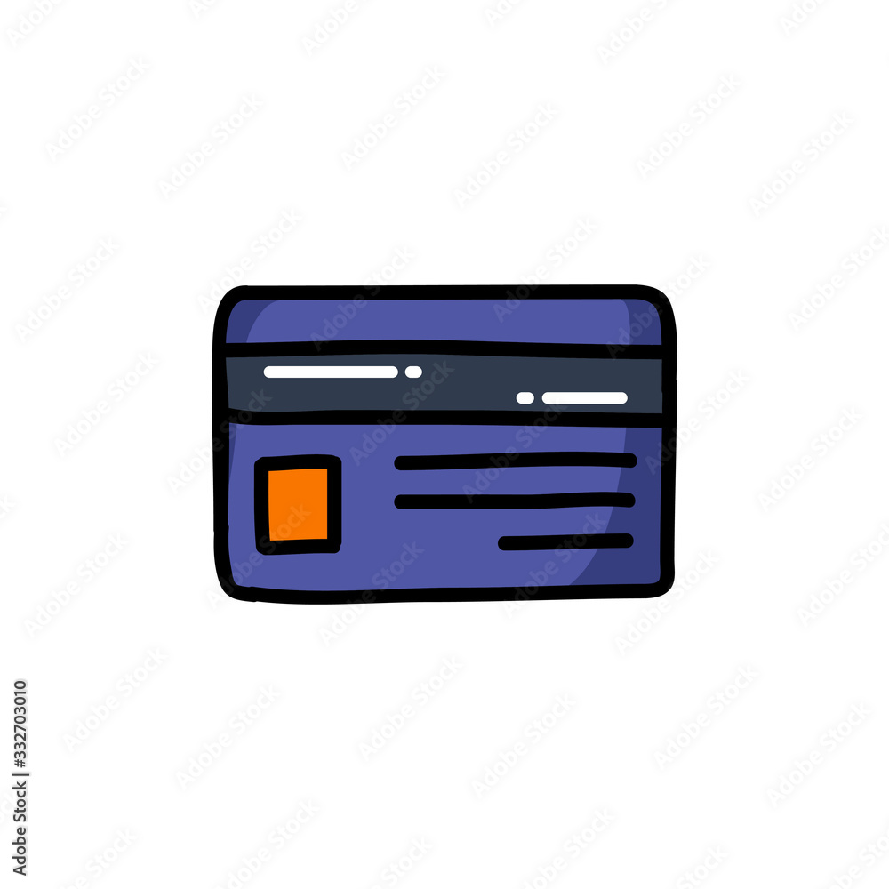 credit card doodle icon, vector illustration