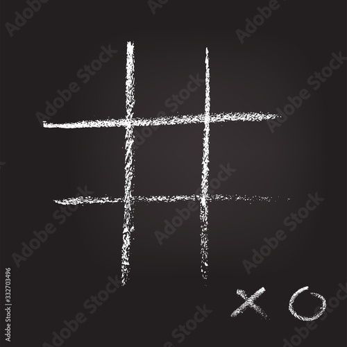 XO cross zero game template drawn on blackboard