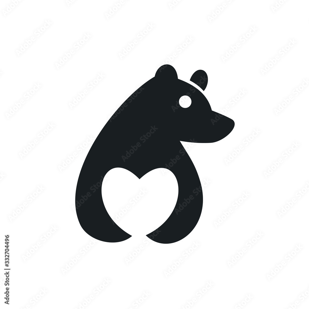 Obraz premium Bear and Heart Vector Logo Design