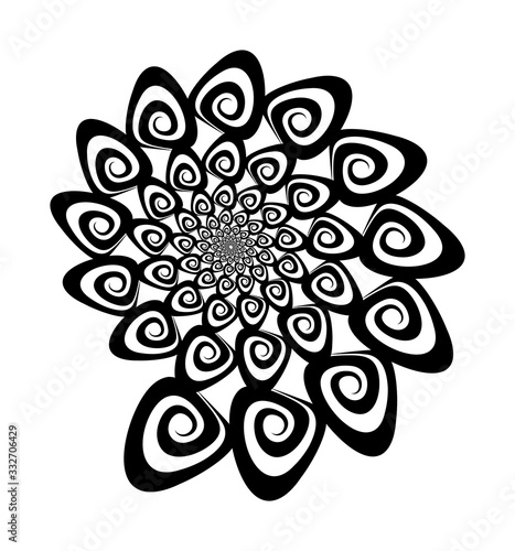 Abstract vector spiral shape on a white background. Isolated spiral, template for design, hypnotic effect. Eps 10