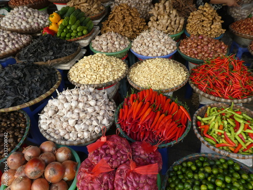 Colorful market in Hanoi  Vietnam