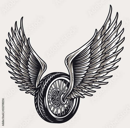 Winged motorcycle wheel template