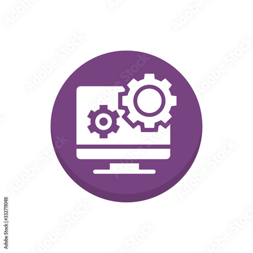 Monitor Settings Vector Icon Colour Circle Icon Illustration.