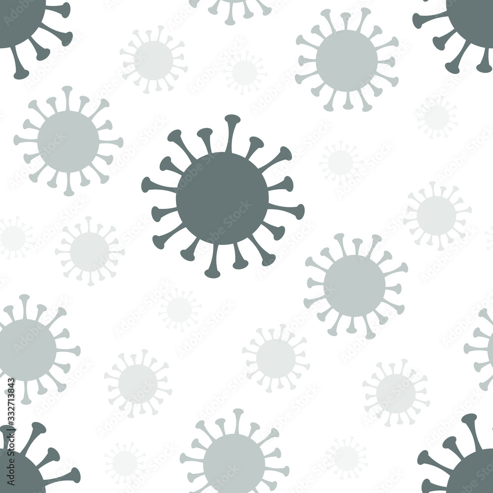 Coronavirus silhouette grey seamless pattern. Vector stock illustration. Coronavirus silhouette grey seamless pattern. Vector stock illustration.