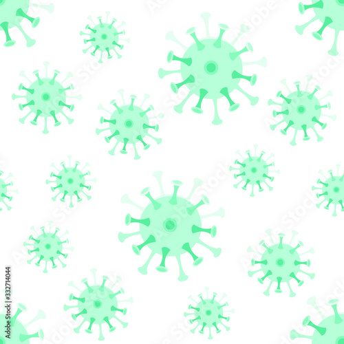 Coronavirus on a white background seamless pattern. Vector stock illustration.