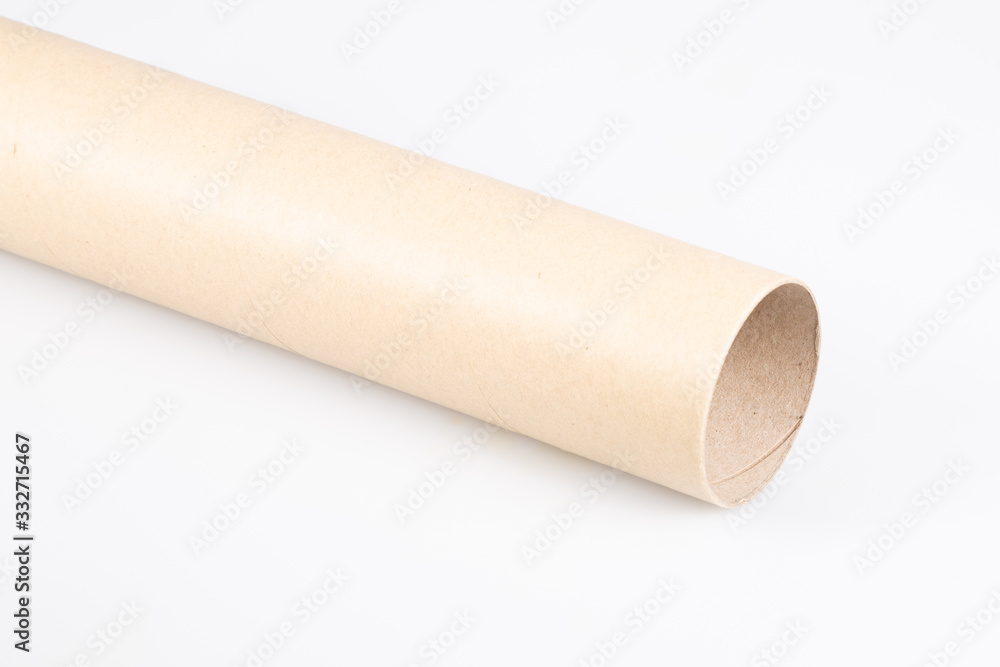 brown round paper tube isolated on white background brown round paper tube isolated on white background