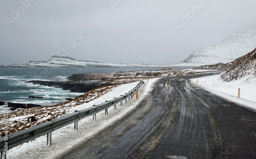 Iceland. Winter landscape of the east coast