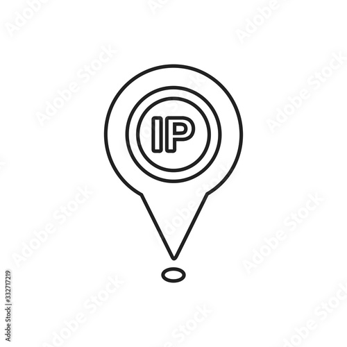 IP Provider Location Line Icon. Editable Vector Symbol Illustration.