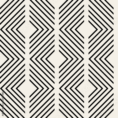 Abstract striped textured geometric seamless pattern. Vector simple monochrome modern ornament.