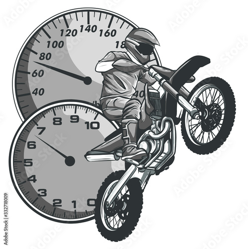 motocross rider ride the motocross bike vector illustration