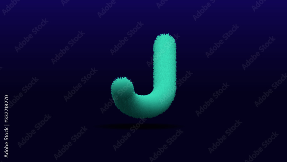 Furry letters, capital letter J, illustration Furry letters, capital letter J, illustration