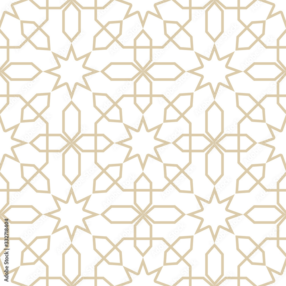 Seamless pattern in islamic style. Vector arabic gold ornament in white background. Seamless pattern in islamic style. Vector arabic gold ornament in white background.