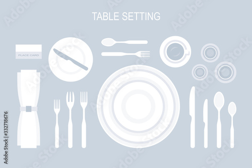 Table setting. The plan for the cutlery on the table. Top view