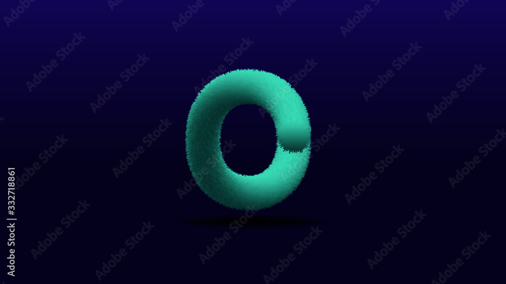 Furry letters, capital letter O, illustration Furry letters, capital letter O, illustration