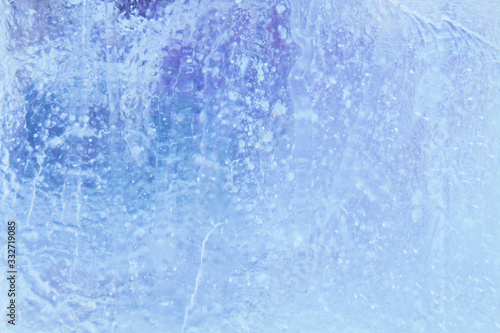 Blue beautiful ice. Close-up. Background. Texture.