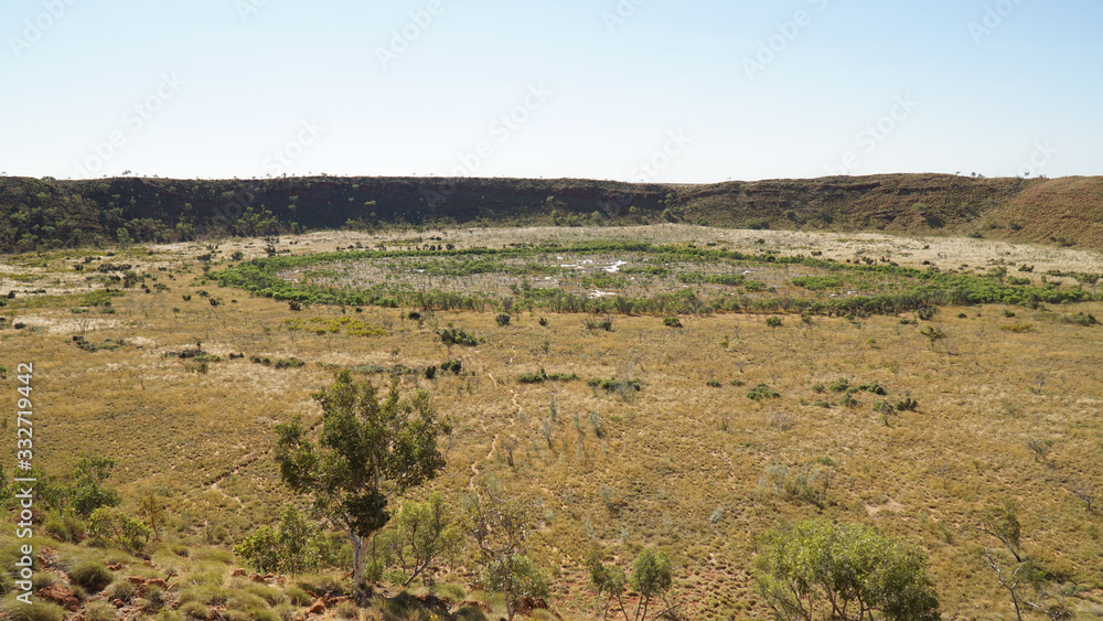 Bush landscapes on the Wolfe Creek Crater near the town of Halls Creek in Western Australia.