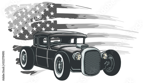 vector graphic design illustration of an American muscle car